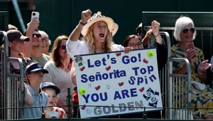 Mirra Andreeva cheering on Conchita Martinez (Getty)